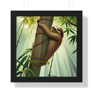 Zen Framed Vertical Poster - Sloth Tree Branch Art - Dipaliz - Posters Prints & Visual Artwork