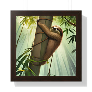 Zen Framed Vertical Poster - Sloth Tree Branch Art - Dipaliz - Posters Prints & Visual Artwork
