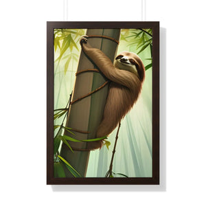 Zen Framed Vertical Poster - Sloth Tree Branch Art - Dipaliz - Posters Prints & Visual Artwork