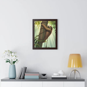 Zen Framed Vertical Poster - Sloth Tree Branch Art - Dipaliz - Posters Prints & Visual Artwork