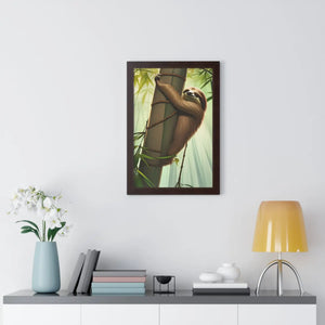 Zen Framed Vertical Poster - Sloth Tree Branch Art - Dipaliz - Posters Prints & Visual Artwork