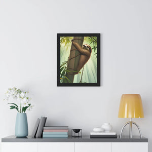 Zen Framed Vertical Poster - Sloth Tree Branch Art - Dipaliz - Posters Prints & Visual Artwork