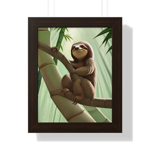 Chill Sloth Framed Vertical Poster - Tree Branch - Dipaliz - Posters Prints & Visual Artwork