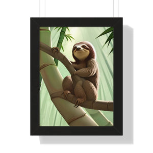 Chill Sloth Framed Vertical Poster - Tree Branch - Dipaliz - Posters Prints & Visual Artwork