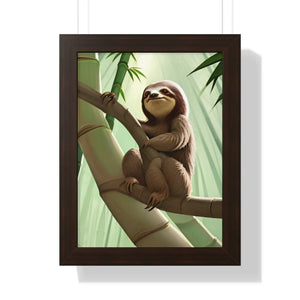 Chill Sloth Framed Vertical Poster - Tree Branch - Dipaliz - Posters Prints & Visual Artwork
