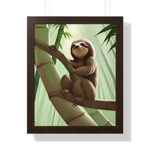 Chill Sloth Framed Vertical Poster - Tree Branch - Dipaliz - Posters Prints & Visual Artwork