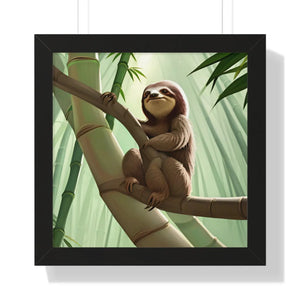 Chill Sloth Framed Vertical Poster - Tree Branch - Dipaliz - Posters Prints & Visual Artwork