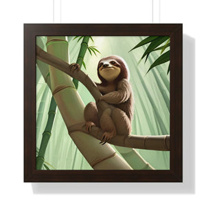 Chill Sloth Framed Vertical Poster - Tree Branch - Dipaliz - Posters Prints & Visual Artwork