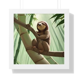Chill Sloth Framed Vertical Poster - Tree Branch - Dipaliz - Posters Prints & Visual Artwork