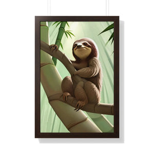 Chill Sloth Framed Vertical Poster - Tree Branch - Dipaliz - Posters Prints & Visual Artwork