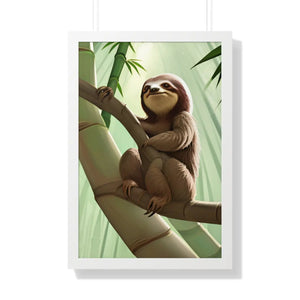 Chill Sloth Framed Vertical Poster - Tree Branch - Dipaliz - Posters Prints & Visual Artwork