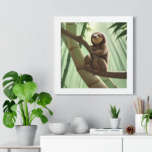 Chill Sloth Framed Vertical Poster - Tree Branch - Dipaliz - Posters Prints & Visual Artwork
