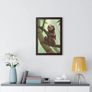 Chill Sloth Framed Vertical Poster - Tree Branch - Dipaliz - Posters Prints & Visual Artwork
