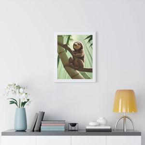 Chill Sloth Framed Vertical Poster - Tree Branch - Dipaliz - Posters Prints & Visual Artwork