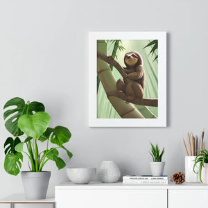 Chill Sloth Framed Vertical Poster - Tree Branch - Dipaliz - Posters Prints & Visual Artwork