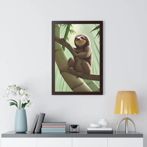 Chill Sloth Framed Vertical Poster - Tree Branch - Dipaliz - Posters Prints & Visual Artwork