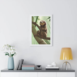 Chill Sloth Framed Vertical Poster - Tree Branch - Dipaliz - Posters Prints & Visual Artwork