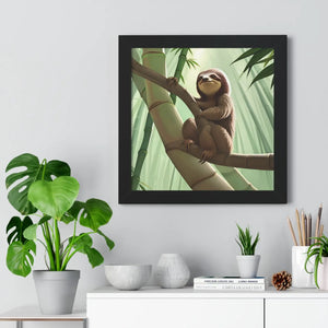 Chill Sloth Framed Vertical Poster - Tree Branch - Dipaliz - Posters Prints & Visual Artwork