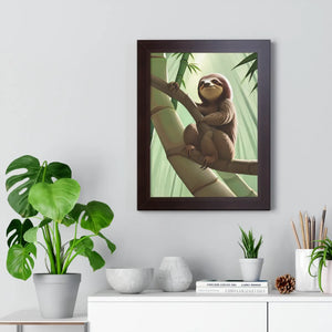 Chill Sloth Framed Vertical Poster - Tree Branch - Dipaliz - Posters Prints & Visual Artwork