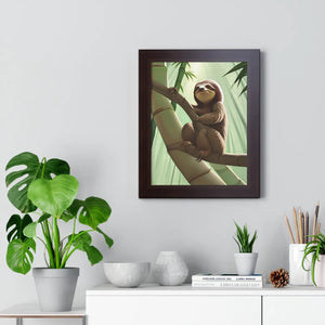 Chill Sloth Framed Vertical Poster - Tree Branch - Dipaliz - Posters Prints & Visual Artwork