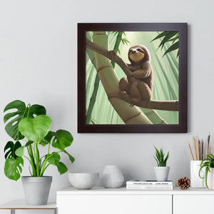 Chill Sloth Framed Vertical Poster - Tree Branch - Dipaliz - Posters Prints & Visual Artwork