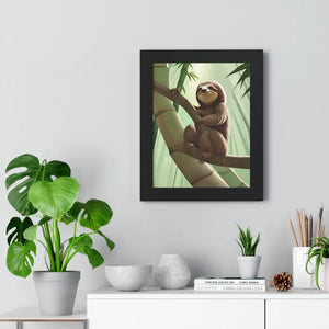 Chill Sloth Framed Vertical Poster - Tree Branch - Dipaliz - Posters Prints & Visual Artwork