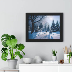 Snow Capped Winter Trees Framed Horizontal Poster - Dipaliz - Posters Prints & Visual Artwork