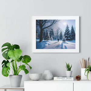 Snow Capped Winter Trees Framed Horizontal Poster - Dipaliz - Posters Prints & Visual Artwork