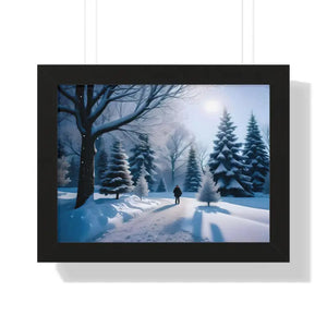 Snow Capped Winter Trees Framed Horizontal Poster - Dipaliz - 16″ x 12″ / Black - Posters Prints & Visual Artwork