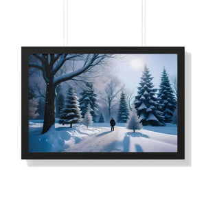 Snow Capped Winter Trees Framed Horizontal Poster - Dipaliz - 30’’ x 20’’ / Black - Posters Prints & Visual Artwork