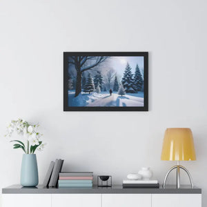 Snow Capped Winter Trees Framed Horizontal Poster - Dipaliz - Posters Prints & Visual Artwork