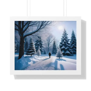 Snow Capped Winter Trees Framed Horizontal Poster - Dipaliz - 20’’ x 16’’ / White - Posters Prints & Visual Artwork