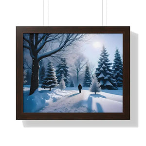 Snow Capped Winter Trees Framed Horizontal Poster - Dipaliz - 20’’ x 16’’ / Walnut - Posters Prints & Visual Artwork