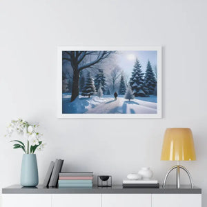 Snow Capped Winter Trees Framed Horizontal Poster - Dipaliz - Posters Prints & Visual Artwork