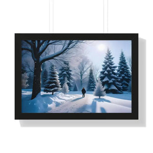 Snow Capped Winter Trees Framed Horizontal Poster - Dipaliz - 24″ x 16″ / Black - Posters Prints & Visual Artwork