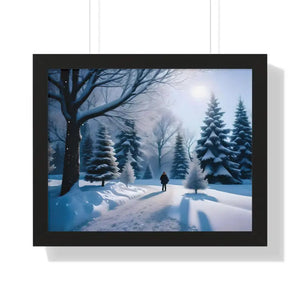 Snow Capped Winter Trees Framed Horizontal Poster - Dipaliz - 20’’ x 16’’ / Black - Posters Prints & Visual Artwork