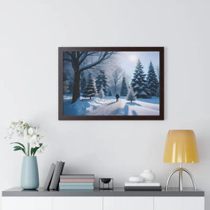 Snow Capped Winter Trees Framed Horizontal Poster - Dipaliz - Posters Prints & Visual Artwork
