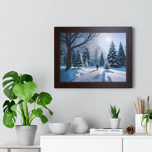 Snow Capped Winter Trees Framed Horizontal Poster - Dipaliz - Posters Prints & Visual Artwork