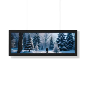 Snow Capped Winter Trees Framed Horizontal Poster - Dipaliz - Posters Prints & Visual Artwork