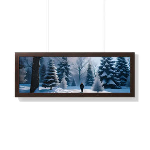 Snow Capped Winter Trees Framed Horizontal Poster - Dipaliz - Posters Prints & Visual Artwork