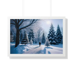Snow Capped Winter Trees Framed Horizontal Poster - Dipaliz - 30’’ x 20’’ / White - Posters Prints & Visual Artwork