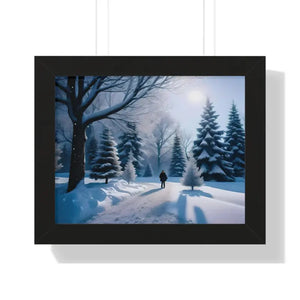 Snow Capped Winter Trees Framed Horizontal Poster - Dipaliz - 14″ x 11″ / Black - Posters Prints & Visual Artwork