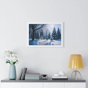 Snow Capped Winter Trees Framed Horizontal Poster - Dipaliz - Posters Prints & Visual Artwork