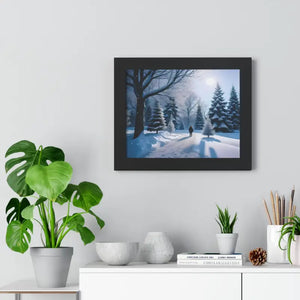 Snow Capped Winter Trees Framed Horizontal Poster - Dipaliz - Posters Prints & Visual Artwork