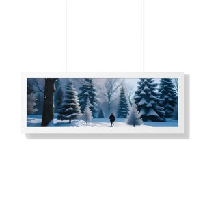Snow Capped Winter Trees Framed Horizontal Poster - Dipaliz - Posters Prints & Visual Artwork