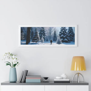 Snow Capped Winter Trees Framed Horizontal Poster - Dipaliz - Posters Prints & Visual Artwork