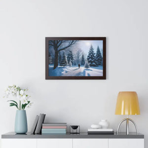 Snow Capped Winter Trees Framed Horizontal Poster - Dipaliz - Posters Prints & Visual Artwork
