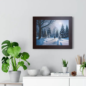 Snow Capped Winter Trees Framed Horizontal Poster - Dipaliz - Posters Prints & Visual Artwork