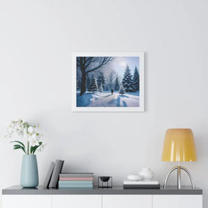 Snow Capped Winter Trees Framed Horizontal Poster - Dipaliz - Posters Prints & Visual Artwork