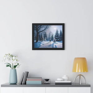 Snow Capped Winter Trees Framed Horizontal Poster - Dipaliz - Posters Prints & Visual Artwork